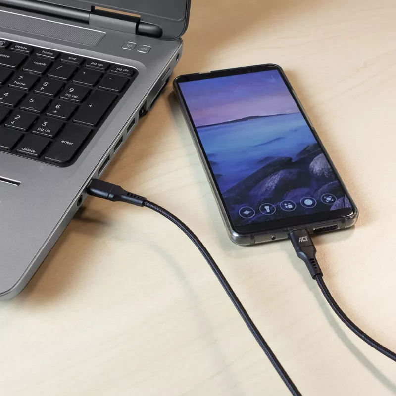 ACT USB 2.0 nabíjací/dátový kábel konektor C – konektor C 1 meter, nylon