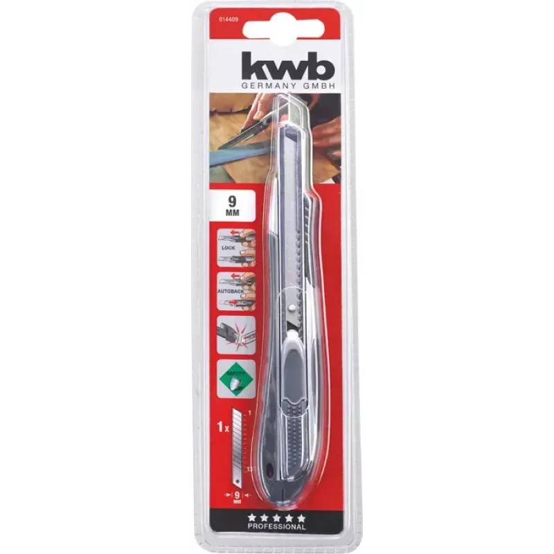 KWB 014409 univerzálny nôž čierny lámacie čepele 9 mm