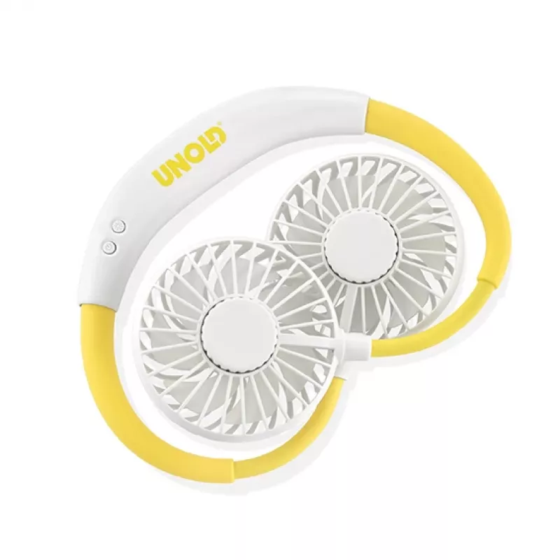 Unold Nackenventilator Breezy White, biela, žltá, 2 ventilátory, 8 h, 1 kus