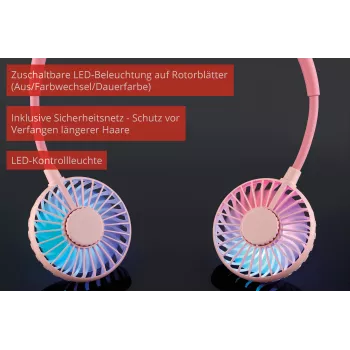 Unold ventilátor na krk Breezy Pink, ružová, 2 ventilátory, 8 h, ventilátor na krk, biela, 1 kus