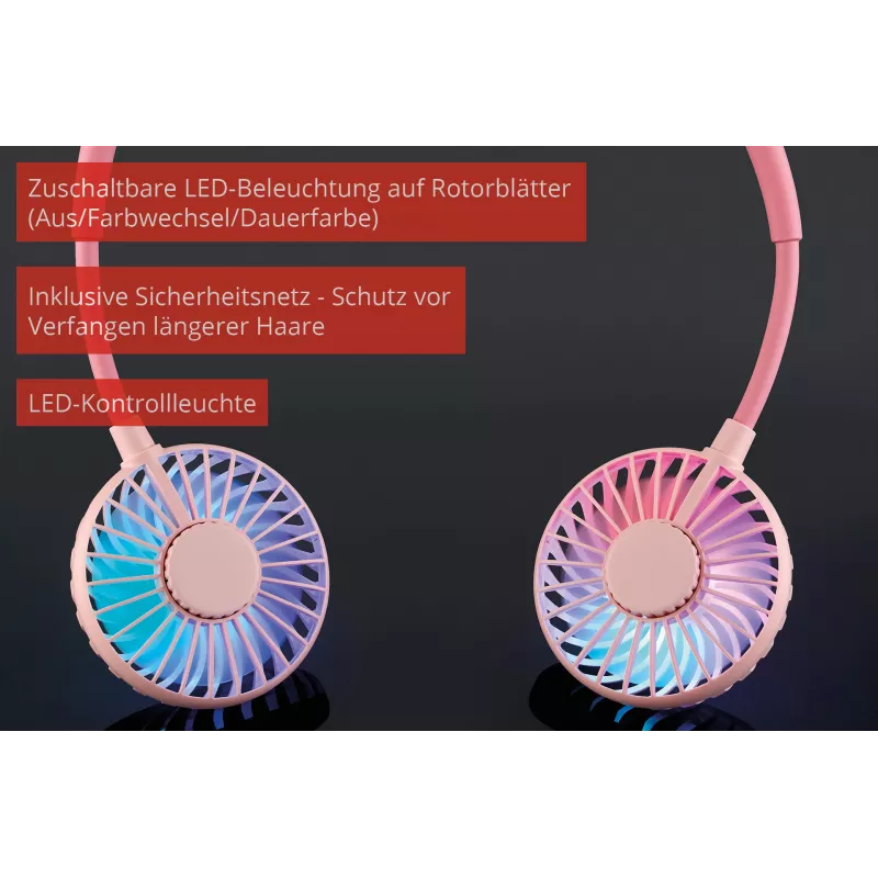 Unold ventilátor na krk Breezy Pink, ružový, 2 ventilátory, 8 h, ventilátor na krk, biely, 1 kus