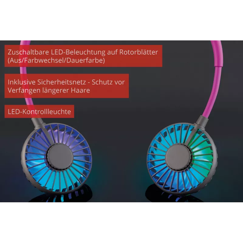 Unold ventilátor na krk Breezy Anthrazit, antracitový, fialový, 2 ventilátory, 8 h, ventilátor na krk, biely, 1 ks