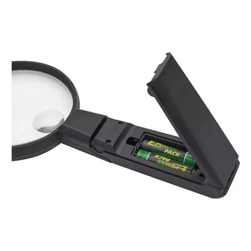 Ručná LED lupa WEDO 271 7565 — 5× zväčšenie, na batérie, čierna/biela
