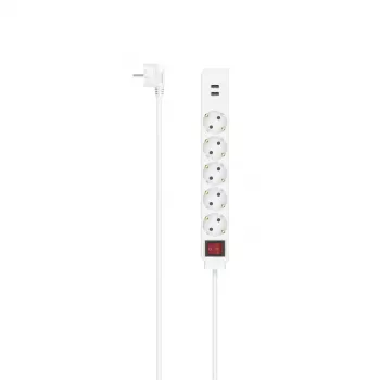 Hama 00223183 predlžovací kábel 1,4 m 5 zásuviek interiérový biely