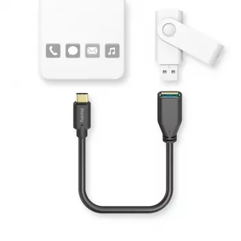 Hama 00125105 USB kábel USB 3.2 Gen 1 (3.1 Gen 1) 0,15 m USB A USB C čierny