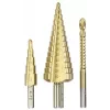 kwb 525890 Sada stupňovitých vrtákov s frézovacím vrtákom, 3 ks, 4-12 mm / 4-30 mm / 6 mm, HSS TiN