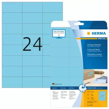 Samolepiace tlačové etikety HERMA Coloured Labels A4 70x37 mm modrá