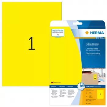 Samolepiaca tlačová etiketa HERMA Coloured Labels A4 210x297 mm žltá papier matný 20 ks