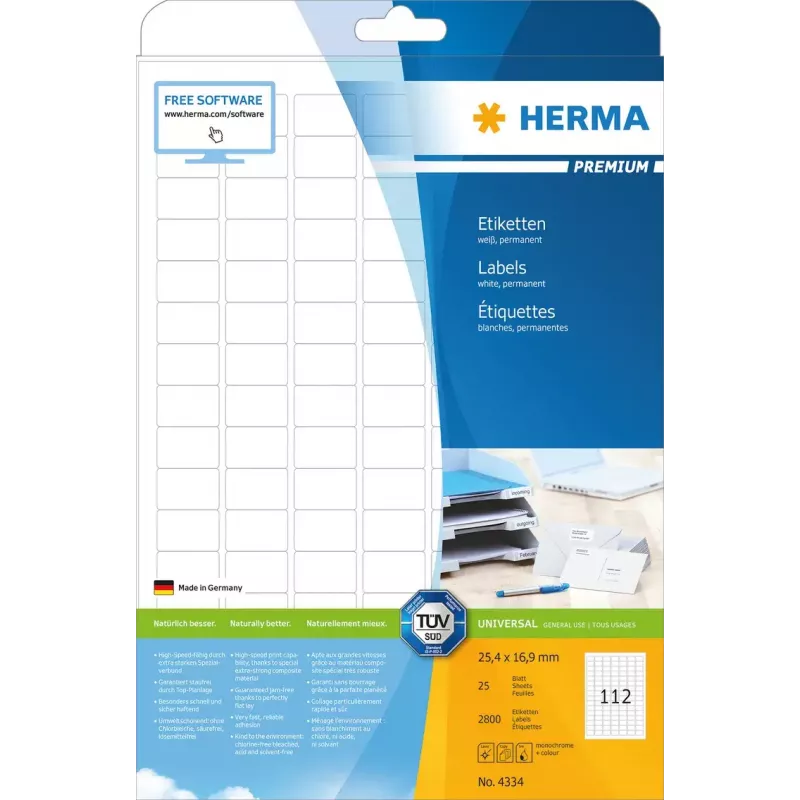 Samolepiaca tlačová etiketa HERMA Labels Premium A4 25,4 x 16,9 mm