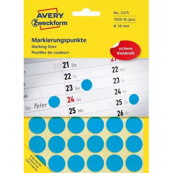 Samolepiaca etiketa kruh Avery 3375 modrá 1056 kusov