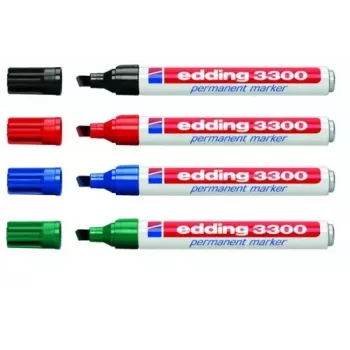 Permanentný marker Edding 3300 klinový hrot čierna modrá zelená červená
