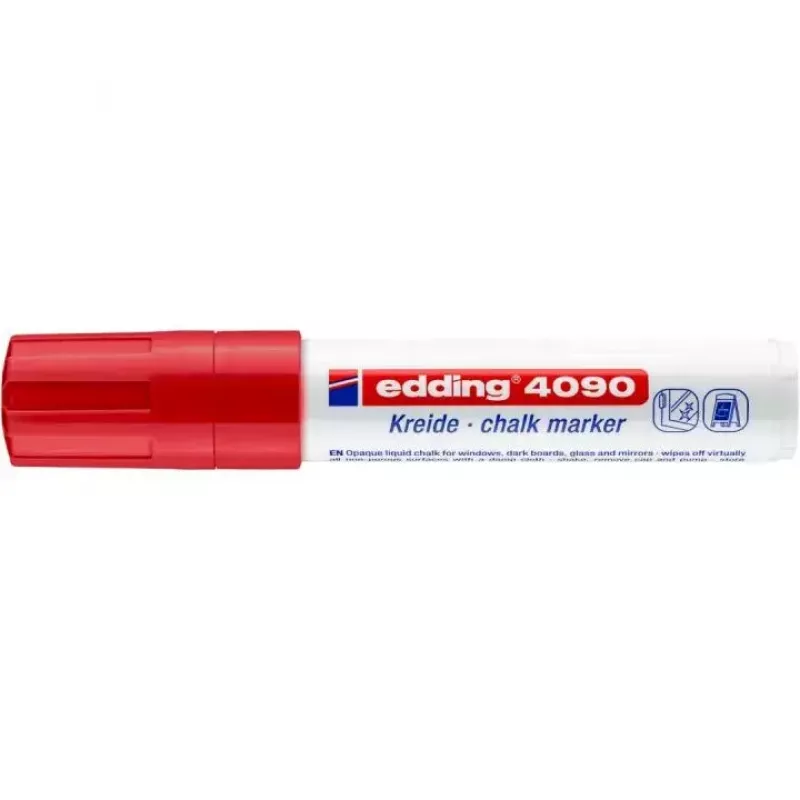 Kriedová fixka Edding 4090 klinčekový hrot červená