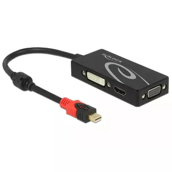 Delock 62855 Adaptér Mini DisplayPort 1.2 na VGA / HDMI / DVI, 4K, pasívny, čierny