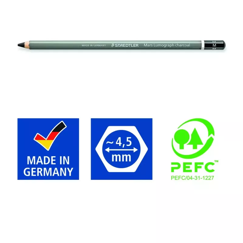 Uhoľná ceruzka Staedtler Mars Lumograph 4 ks čierna