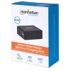 Manhattan Smart Video Multiport Dock, konektory (x5): HDMI konektor, USB-A (x2), USB-C (x2), s Power Delivery pre USB-C konektor, interné napájanie, ultrakompaktný, odnímateľný napájací kábel, čierna, trojročná záruka, maloobchodná krabica