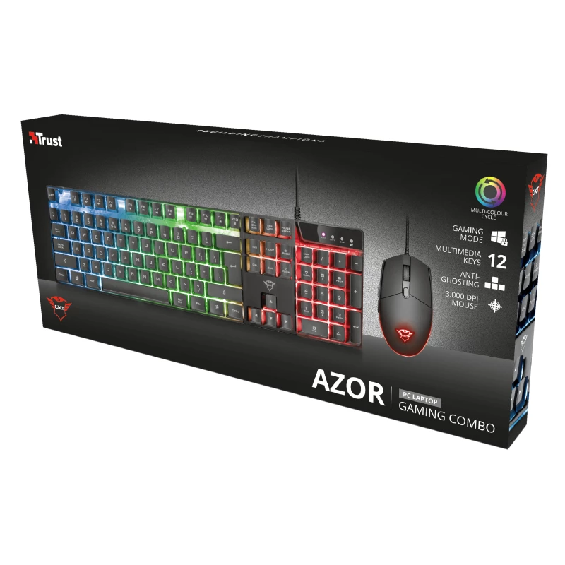 Trust GXT 838 Azor klávesnica a myš Gaming USB nemecká čierna