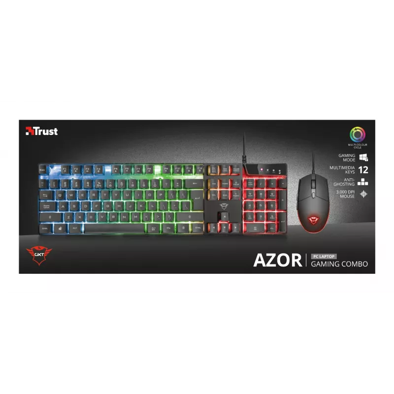 Trust GXT 838 Azor klávesnica a myš Gaming USB nemecká čierna
