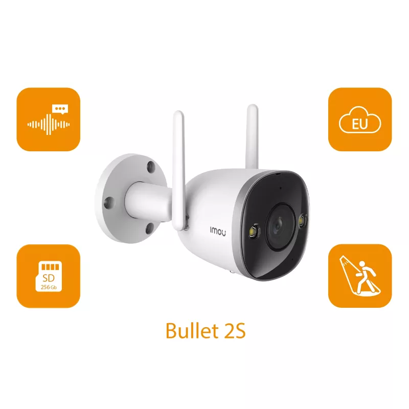 Imou Bullet 2S, IP bezpečnostná kamera, interiér, káblová & bezdrôtová, exteriér, CE, FCC, strop/stena