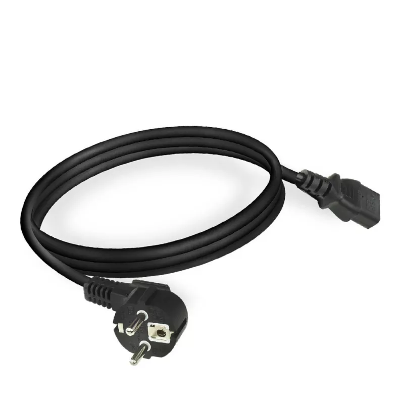 ACT Powercord napájací kábel CEE 7/7 konektor samec (zahnutý) - C13 čierny 2 m
