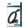 ACT Powercord napájací kábel CEE 7/7 konektor samec (zahnutý) - C13 čierny 2 m