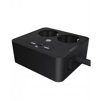 ICY BOX IB-MPS2220B-CH predlžovací napájací kábel 1,9 m 2 AC zásuvky interiér čierny