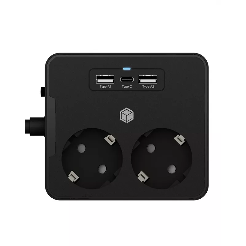 ICY BOX IB-MPS2220B-CH predlžovací napájací kábel 1,9 m 2 AC zásuvky interiér čierny
