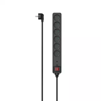 Hama 00223156 predlžovací napájací kábel 3 m 6 AC zásuviek interiér čierna