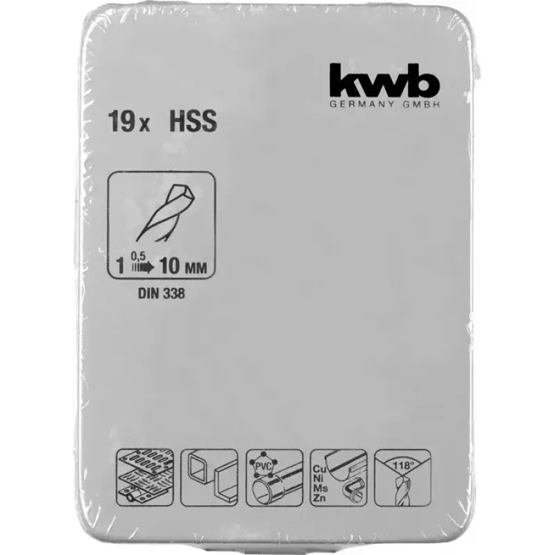Sada vrtákov KWB 421944 19 ks 1,0 - 10 mm špirálové vrtáky