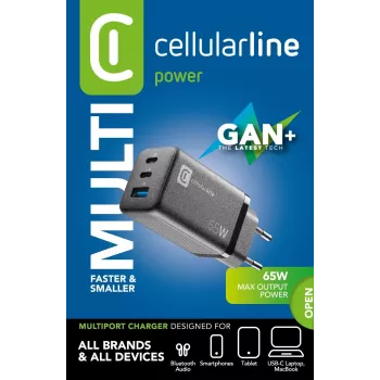 Cellularline Multipower Micro 65W ultra kompaktná 65W rýchlonabíjačka s 3 konektormi