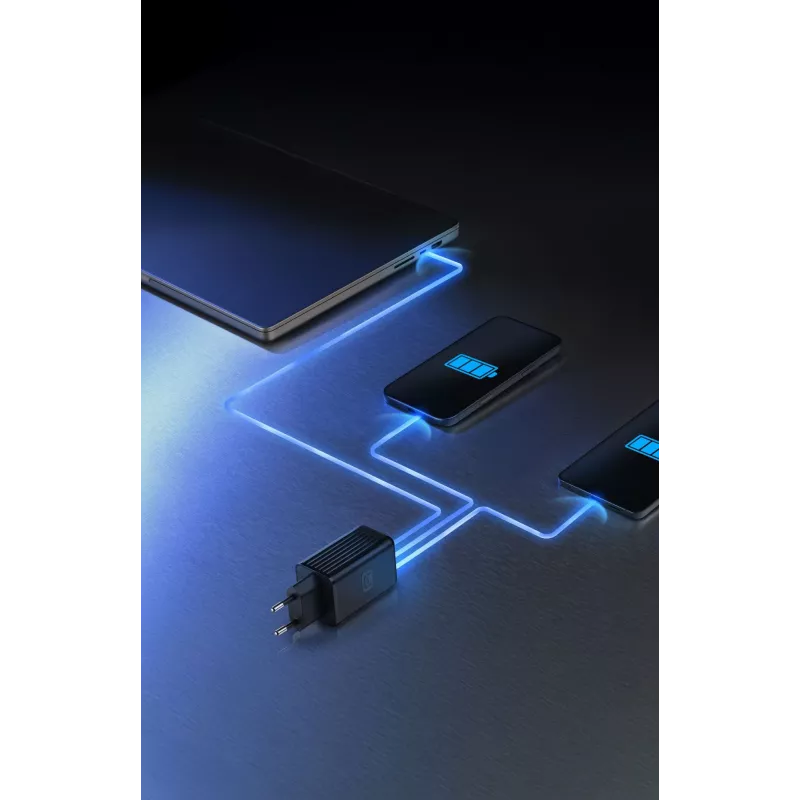 Cellularline Multipower Micro 65W ultra kompaktná 65W rýchlonabíjačka s 3 konektormi