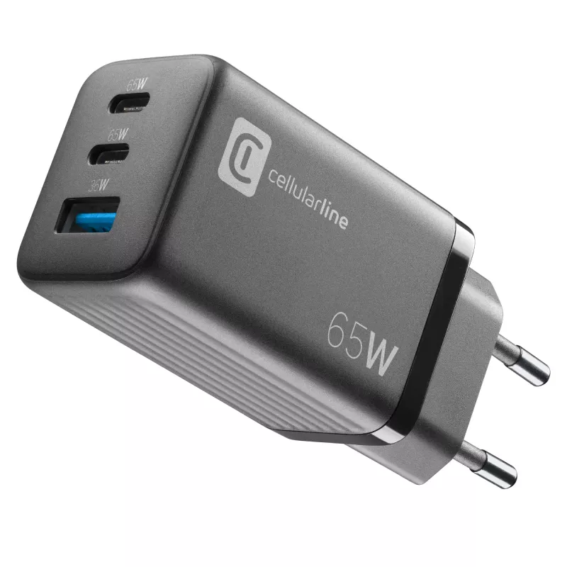 Cellularline Multipower Micro 65W ultra kompaktná 65W rýchlonabíjačka s 3 konektormi