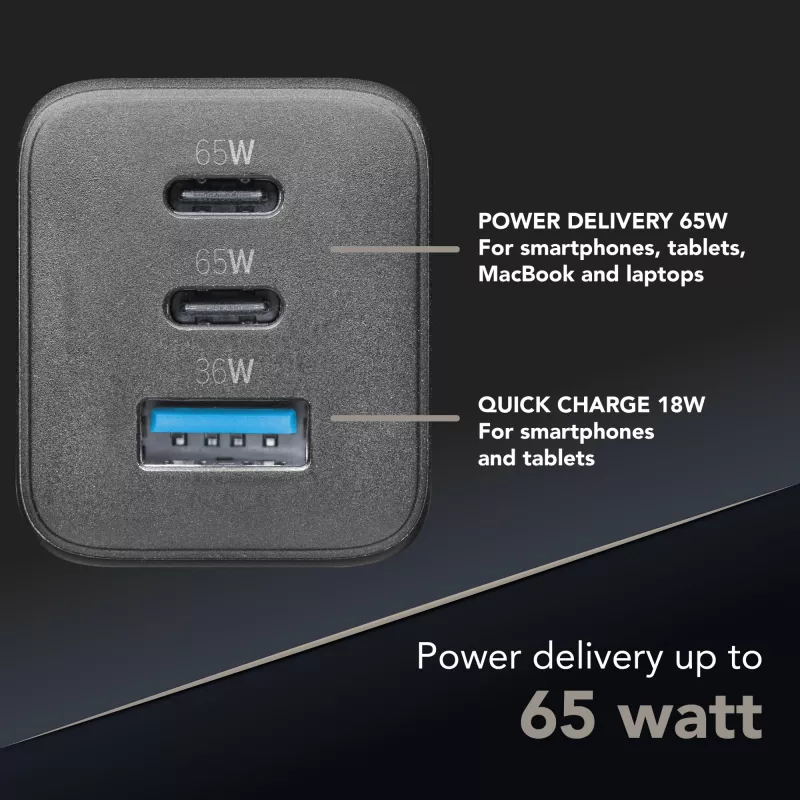 Cellularline Multipower Micro 65W ultra kompaktná 65W rýchlonabíjačka s 3 konektormi