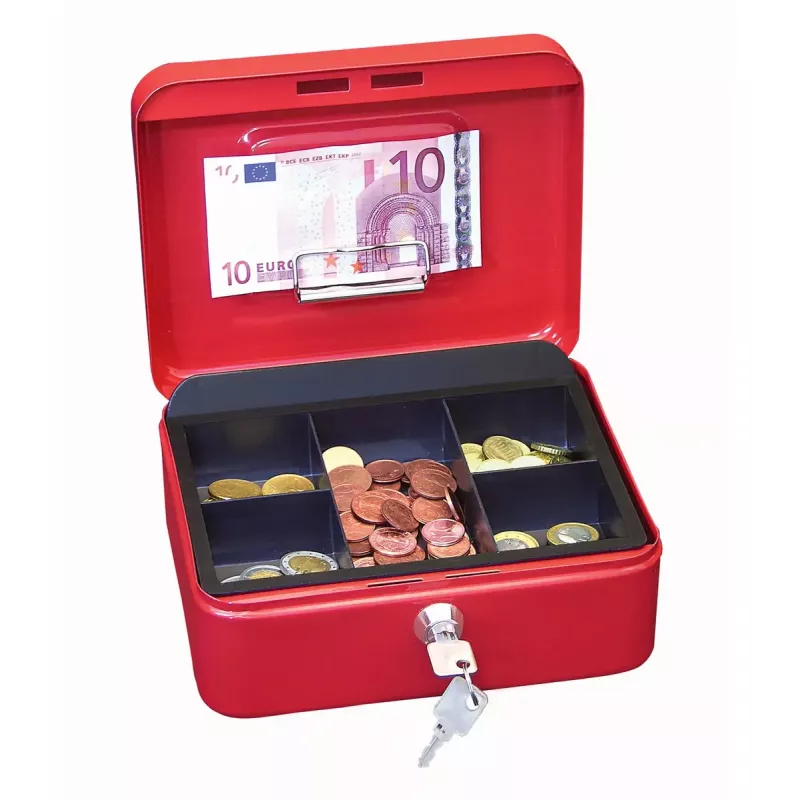 Pokladnička na peniaze/karty WEDO 145 202H oceľ červená
