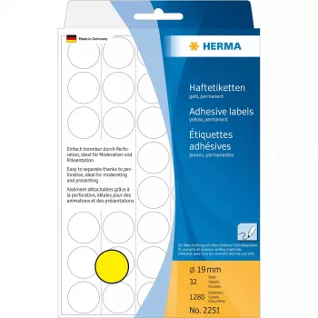 Viacúčelové etikety HERMA 1280 ks okrúhle žltá 19 mm