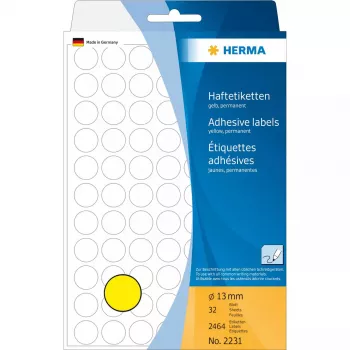 Viacúčelové etikety HERMA 2464 ks okrúhle žltá 13 mm
