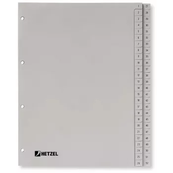 Rexel PP register, sivý, numerický, sivý, A4, 225 mm, 300 mm, 7 mm, 1 ks