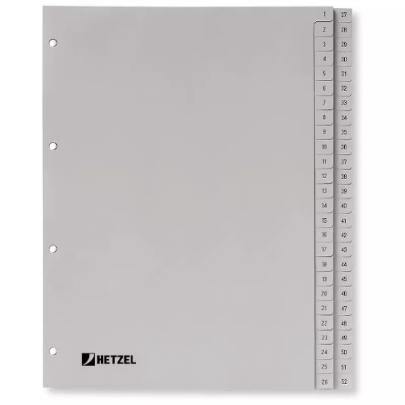 Rexel PP register, sivý, numerický, sivý, A4, 225 mm, 300 mm, 7 mm, 1 ks