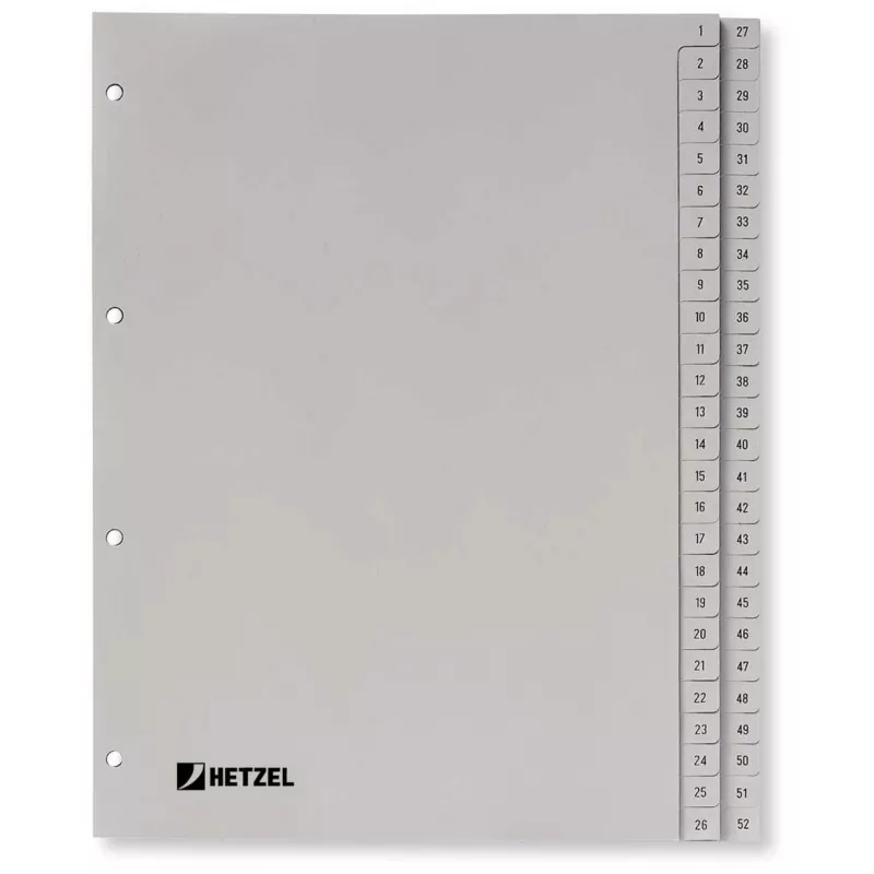 Rexel PP register, sivý, numerický, sivý, A4, 225 mm, 300 mm, 7 mm, 1 ks
