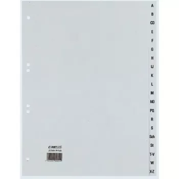 Rexel PP register, sivý, abecedný, abecedný register so záložkami, polypropylén (PP), sivý, A4+, 246 mm, 297 mm