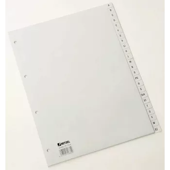 Rexel PP oddeľovače, sivé, abecedné, abecedný register so záložkami, polypropylén (PP), sivý, A4, 226 mm, 297 mm