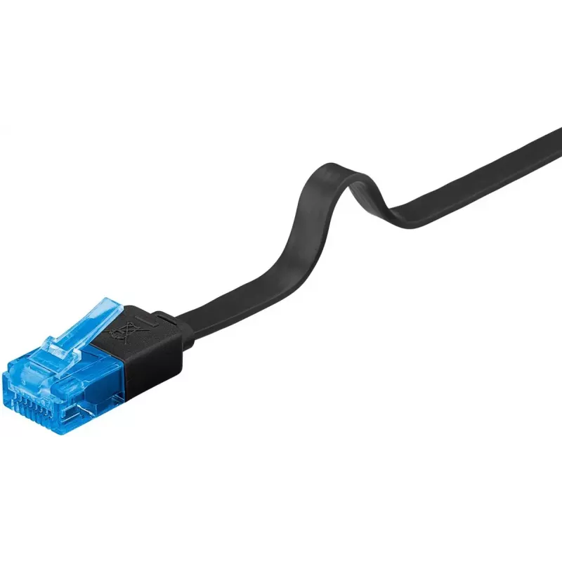 Plochý patch kábel Goobay CAT 6A U/UTP čierny 7m