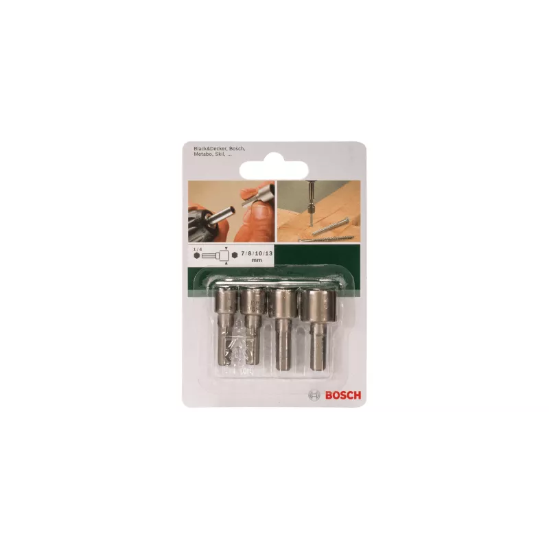 Bosch 2609255904 Sada nástrčných kľúčov so šesťhrannou stopkou 1/4 palca, 4 kusy