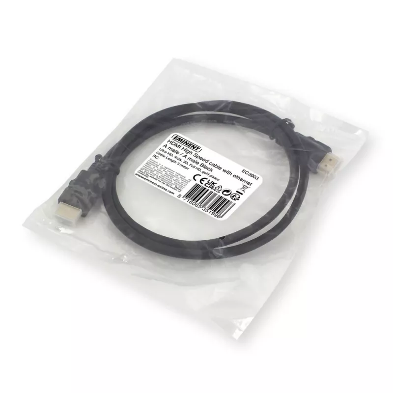 Ewent OEM HDMI High Speed kábel s Ethernetom, 3 metre čierny