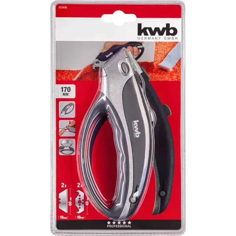 Kobercový nôž KWB 013400 čierny žiletka 170 mm dĺžka 6 cm čepeľ