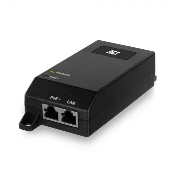 ACT Gigabit PoE+ (30W) injektor, Gigabit Ethernet, 10,100,1000 Mbit/s, IEEE 802.3, IEEE 802.3ab, IEEE 802.3af, IEEE 802.3at, IEEE 802.3u, čierna, 30 V, 100 - 240 V
