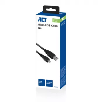 ACT USB 2.0 nabíjací/dátový kábel A-konektor samec – Micro-B konektor samec, 1 meter