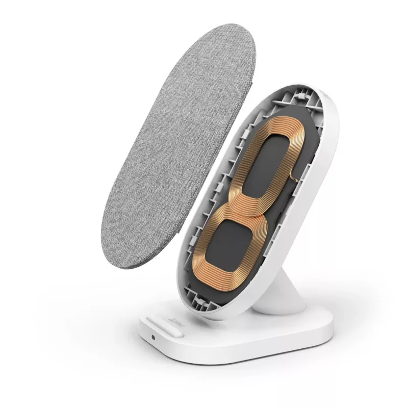 Hama QI-FC10S-Fab smartfón biely USB bezdrôtové nabíjanie rýchle nabíjanie pre interiér