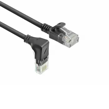 ACT čierny 1 meter U/UTP CAT6A LSZH Slimline patch kábel s RJ45 konektormi 90° zahnutý nadol na rovný