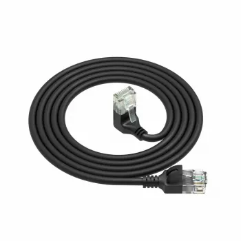 ACT čierny 5 metre U/UTP CAT6A LSZH Slimline patch kábel s RJ45 konektormi 90° zahnutý dole na rovný