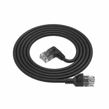 ACT čierny 0,5 metra U/UTP CAT6A LSZH Slimline patch kábel s RJ45 konektormi 90° zahnutý vpravo na rovný